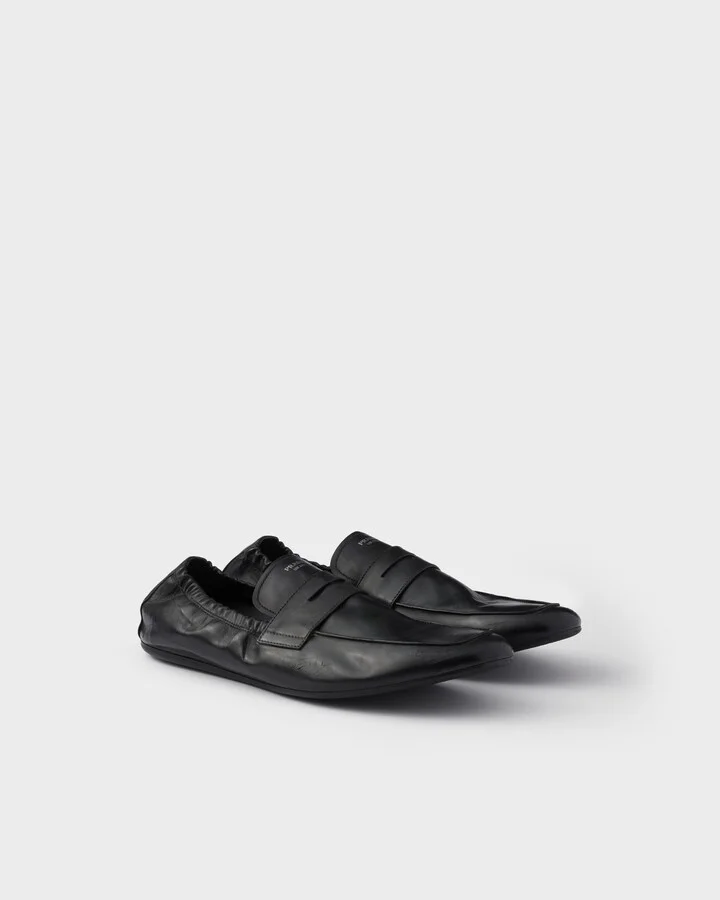Shuffle antiqued leather loafers