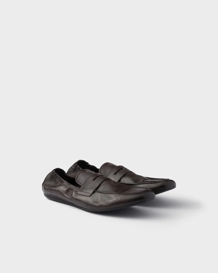 Shuffle antiqued leather loafers