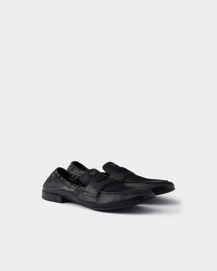Shuffle antiqued leather loafers