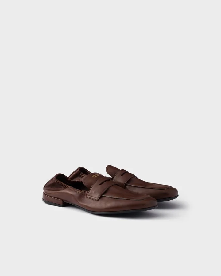 Shuffle antiqued leather loafers