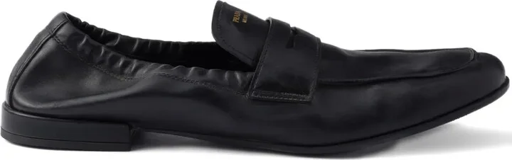 Shuffle antiqued screen-printed-logo loafers