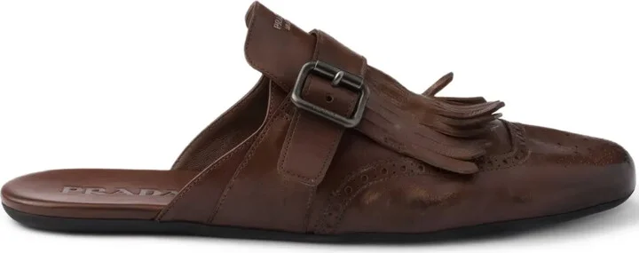 Shuffle fringe-detail mules