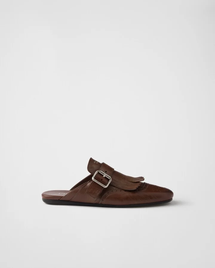 Shuffle fringed leather mules - Image 2