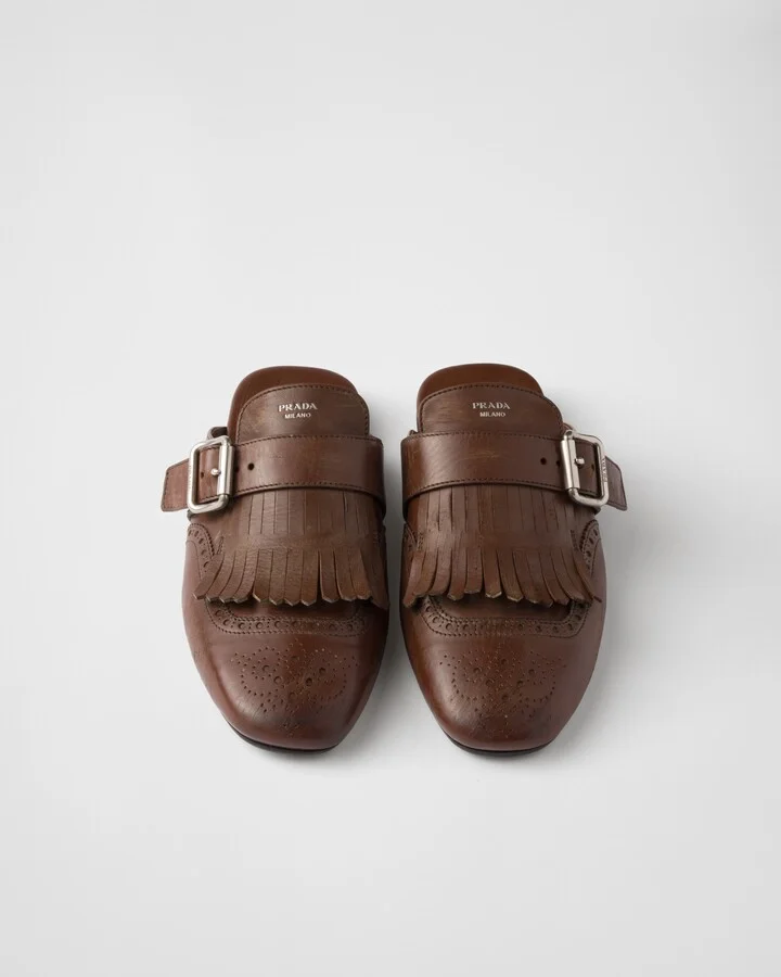 Shuffle fringed leather mules - Image 3