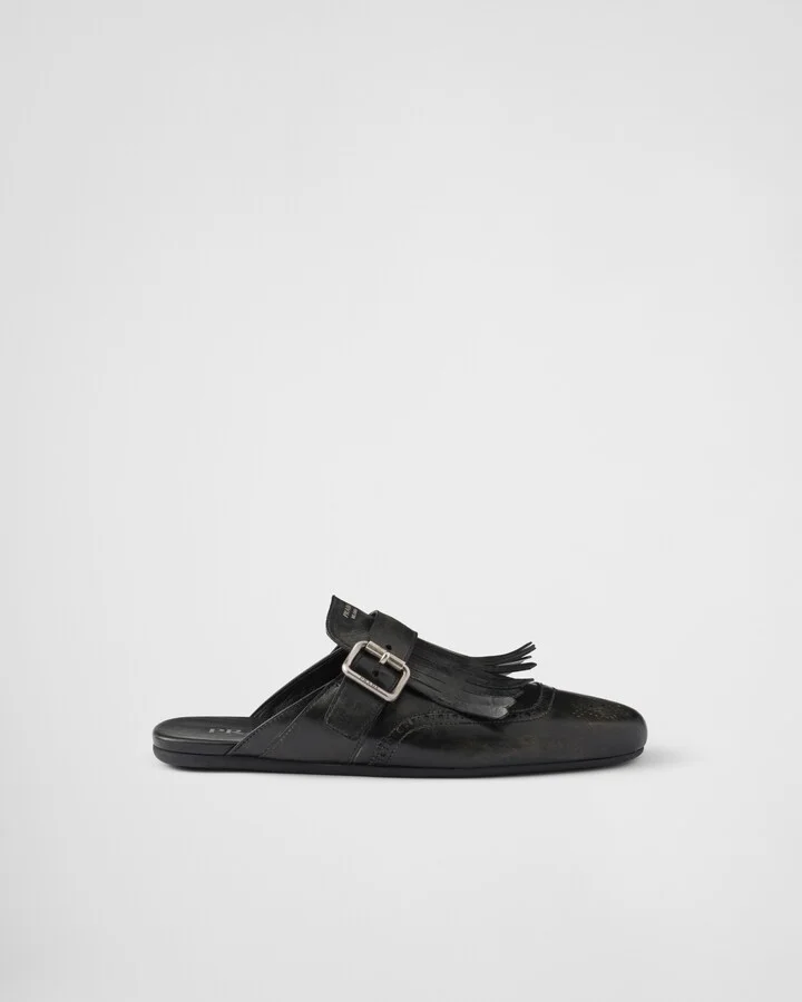 Shuffle fringed leather mules - Image 2