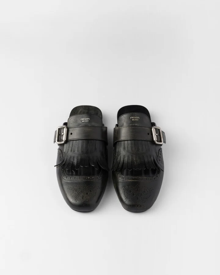 Shuffle fringed leather mules - Image 4