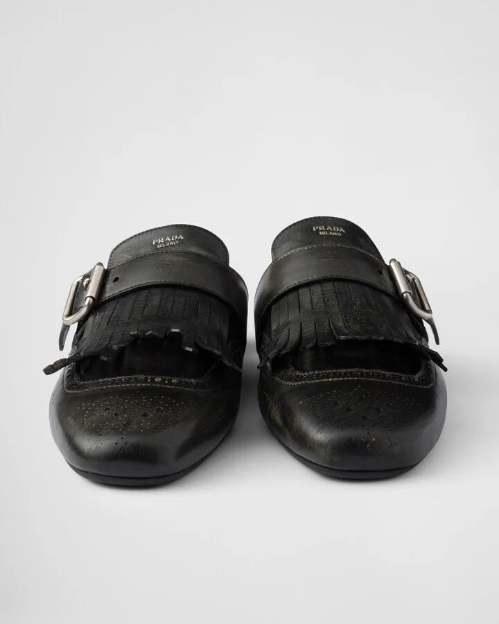 Shuffle fringed leather mules - Image 6