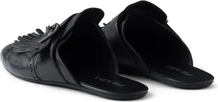 Shuffle fringed leather mules - Image 3
