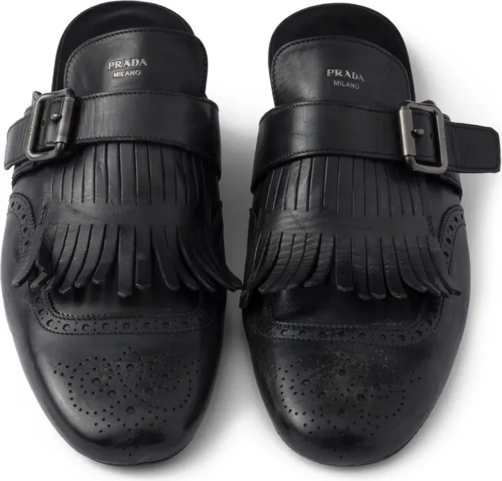 Shuffle fringed leather mules - Image 4