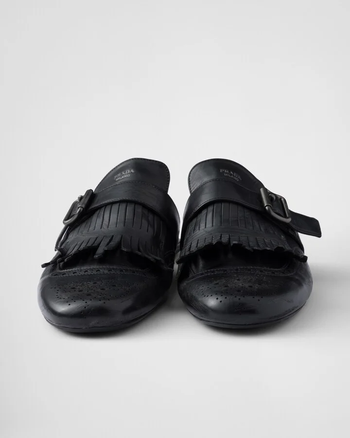 Shuffle fringed monk strap leather mules - Image 6