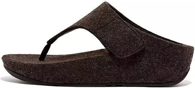 Shuv E01 FR7-090 Toe Post Sandals Women's Black Adjustable Felt Comfort