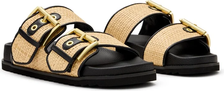 Sian Raffia Two-Strap Sandal