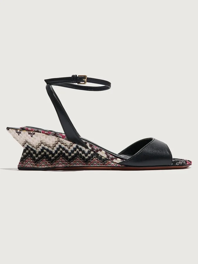 Black Leather/ Raschel Wave