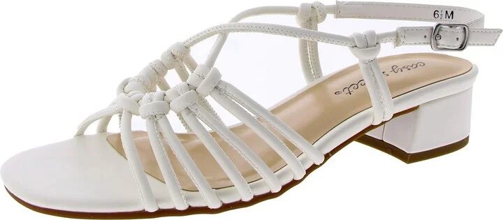 SICILIA Womens Square toe Buckle strap Block Heel
