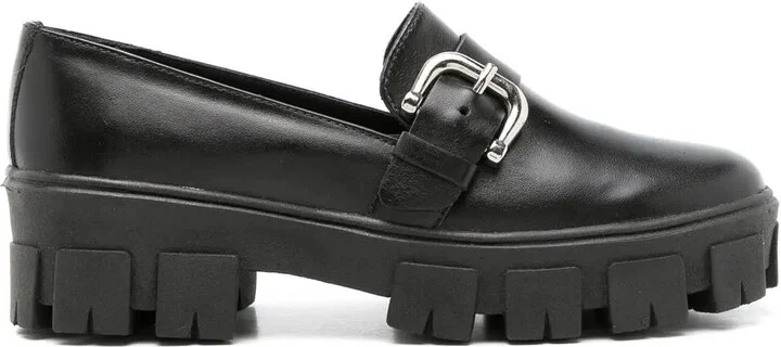 Side Buckle-Detail Loafers