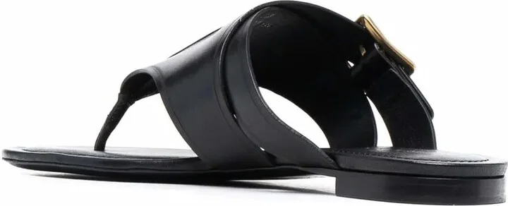 Side-Buckle Leather Flat Sandals - Image 3