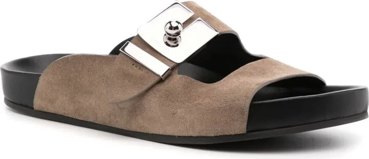 Side-Buckle Leather Sandals - Image 2