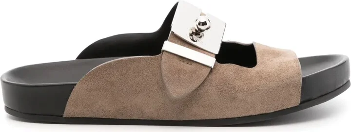 Side-Buckle Leather Sandals
