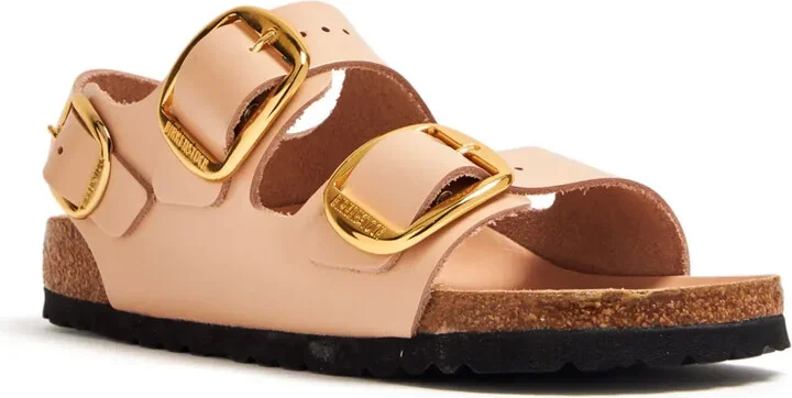Side-Buckle Slingback Leather Sandals - Image 2