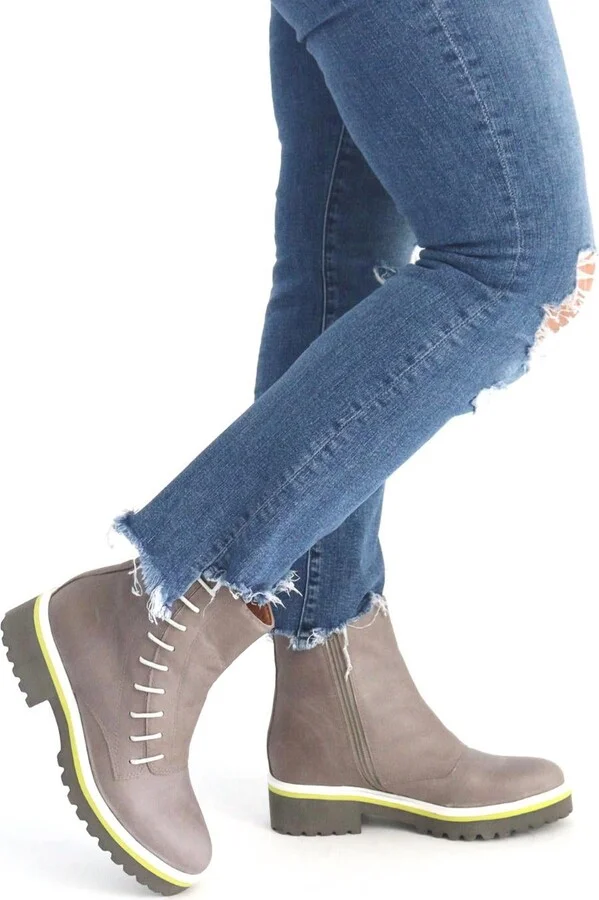 Side Cord Bootie In Grey