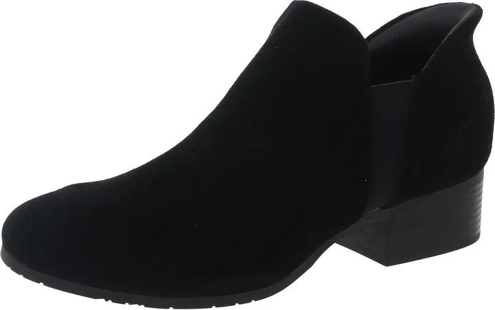 SIDE EZ ON Womens Block Heel Suede Booties