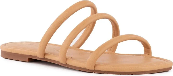 Side Hustle Womens Cushioned Footbed Faux Leather Slide Sandals