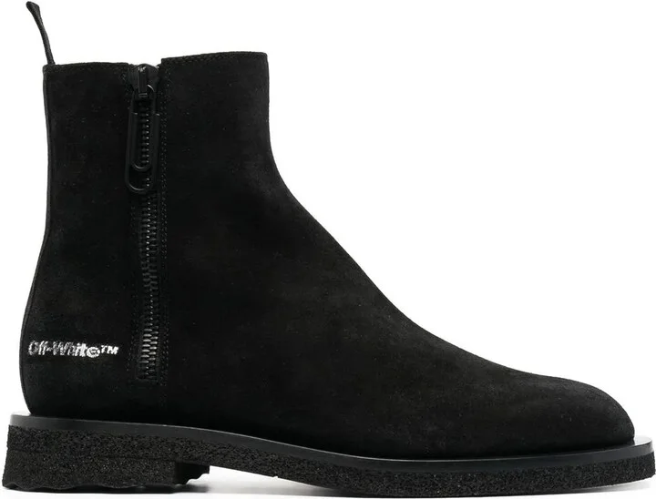 Side Logo-Print Ankle Boots