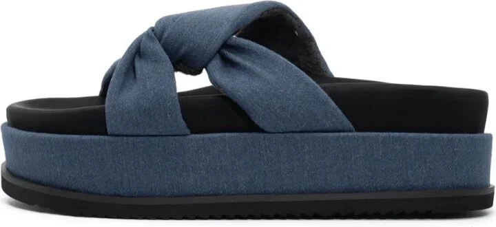 Side Slip Stack Sandals In Denim