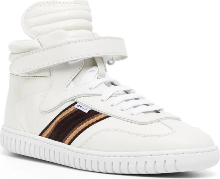 Side-Stripe Leather High-Top Sneakers - Image 2