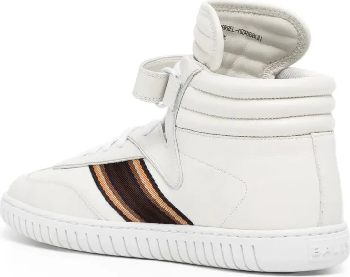 Side-Stripe Leather High-Top Sneakers - Image 3