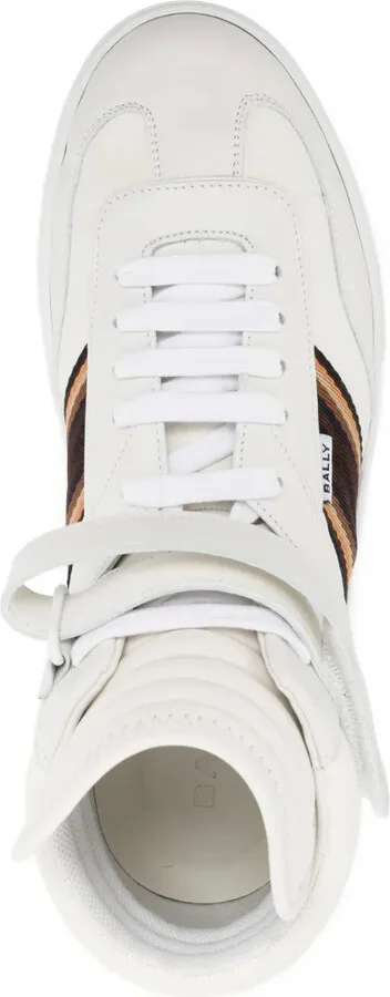 Side-Stripe Leather High-Top Sneakers - Image 4