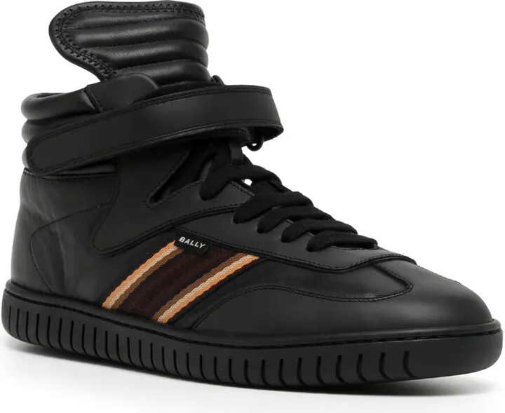 Side-Stripe Leather High-Top Sneakers - Image 2