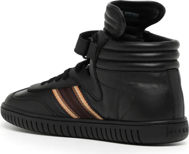 Side-Stripe Leather High-Top Sneakers - Image 3