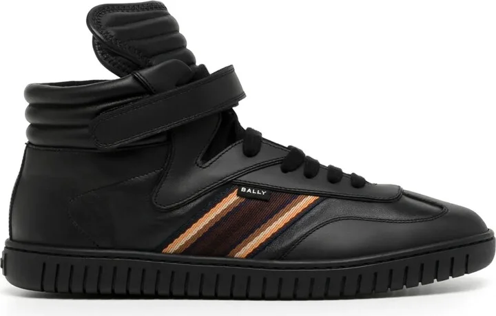 Side-Stripe Leather High-Top Sneakers