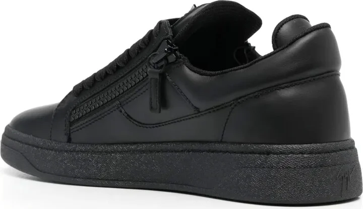 Side-Zip Leather Low-Top Sneakers - Image 3