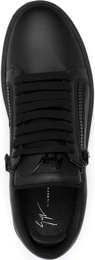 Side-Zip Leather Low-Top Sneakers - Image 4