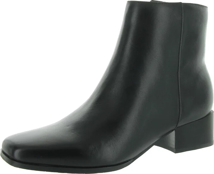 Sidney Womens Leather Block Heel Booties