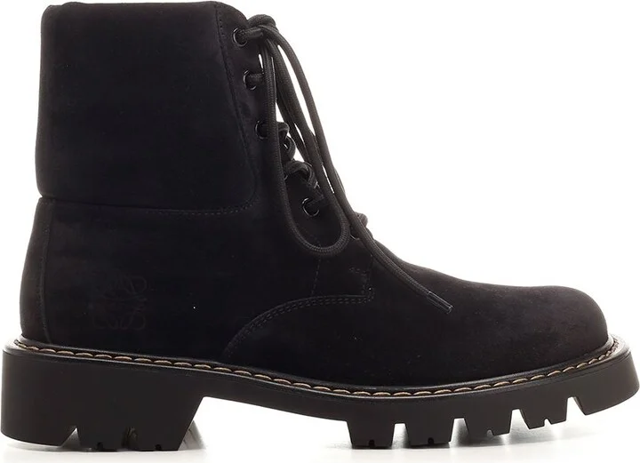 Sierra Combat Ankle Boot In Suede Boots Black