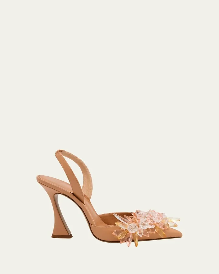 Sierra Crystal Leather Slingback Pumps