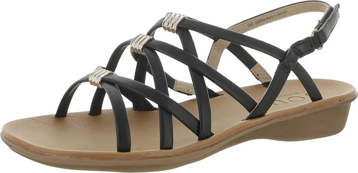 Sierra Womens Faux Leather Ankle Strap Strappy Sandals