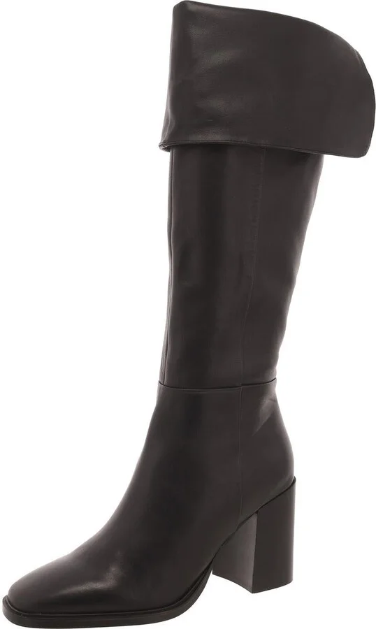 Sierra Womens Leather Block Heel Knee-High Boots
