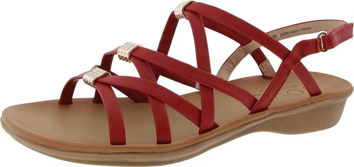 Sierra Womens Strappy Faux Leather Wedge Sandals