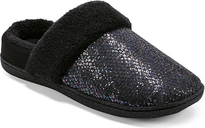Siesta 8 Womens Faux Fur Glitter Loafer Slippers