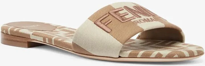 Signature Beige fabric slides - Image 2