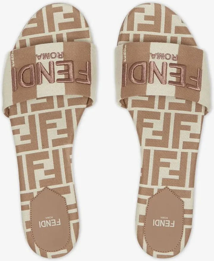 Signature Beige fabric slides - Image 4
