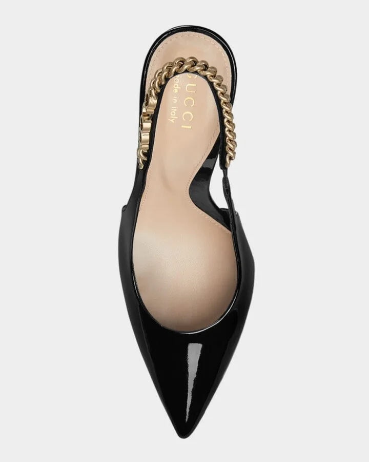 Signoria Patent Chain Slingback Pumps - Image 3