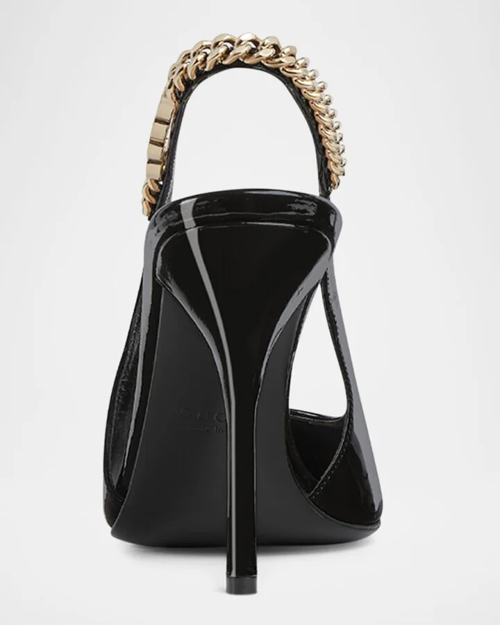 Signoria Patent Chain Slingback Pumps - Image 5