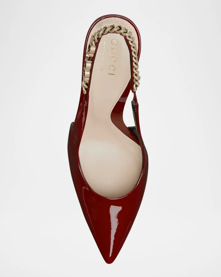 Signoria Patent Chain Slingback Pumps - Image 7