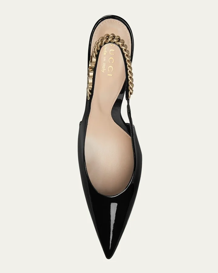 Signoria Patent Chain Slingback Pumps - Image 2