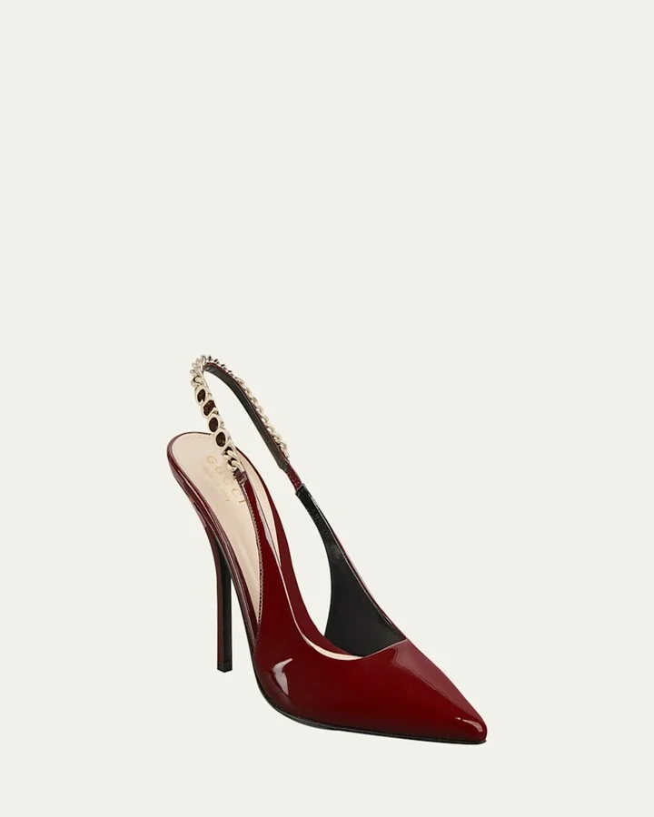 Signoria Patent Chain Slingback Pumps - Image 6
